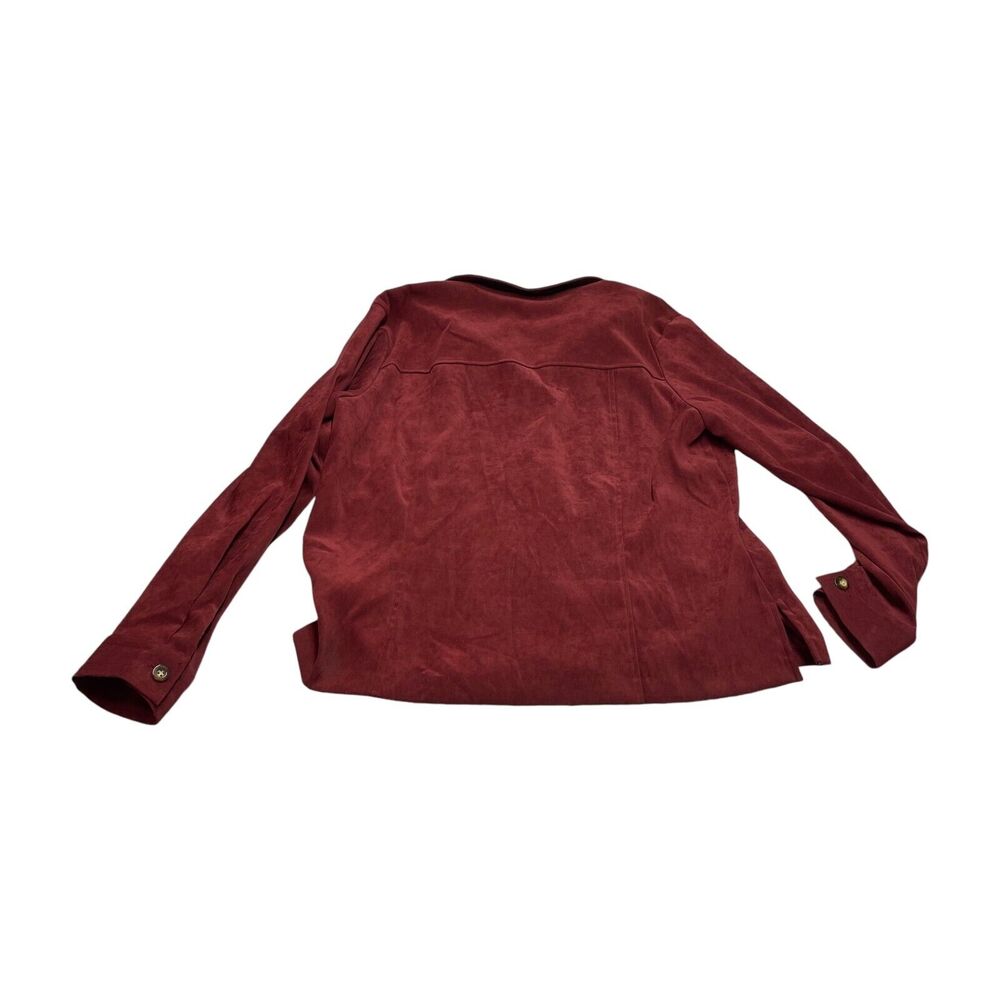 Sag Harbor 2-Piece Skirt Suit Women's 16 Maroon Stretch Collared Elastic Waist - Picture 3 of 12
